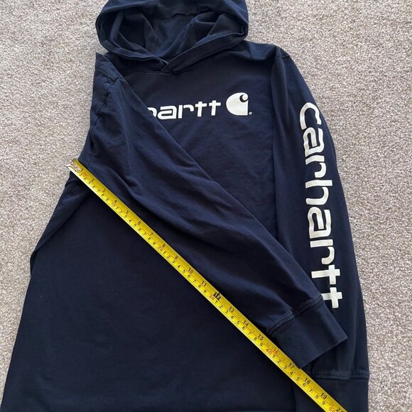 Carhartt Navy Blue Hooded Long Sleeve 100% Cotton L - Picture 6 of 7